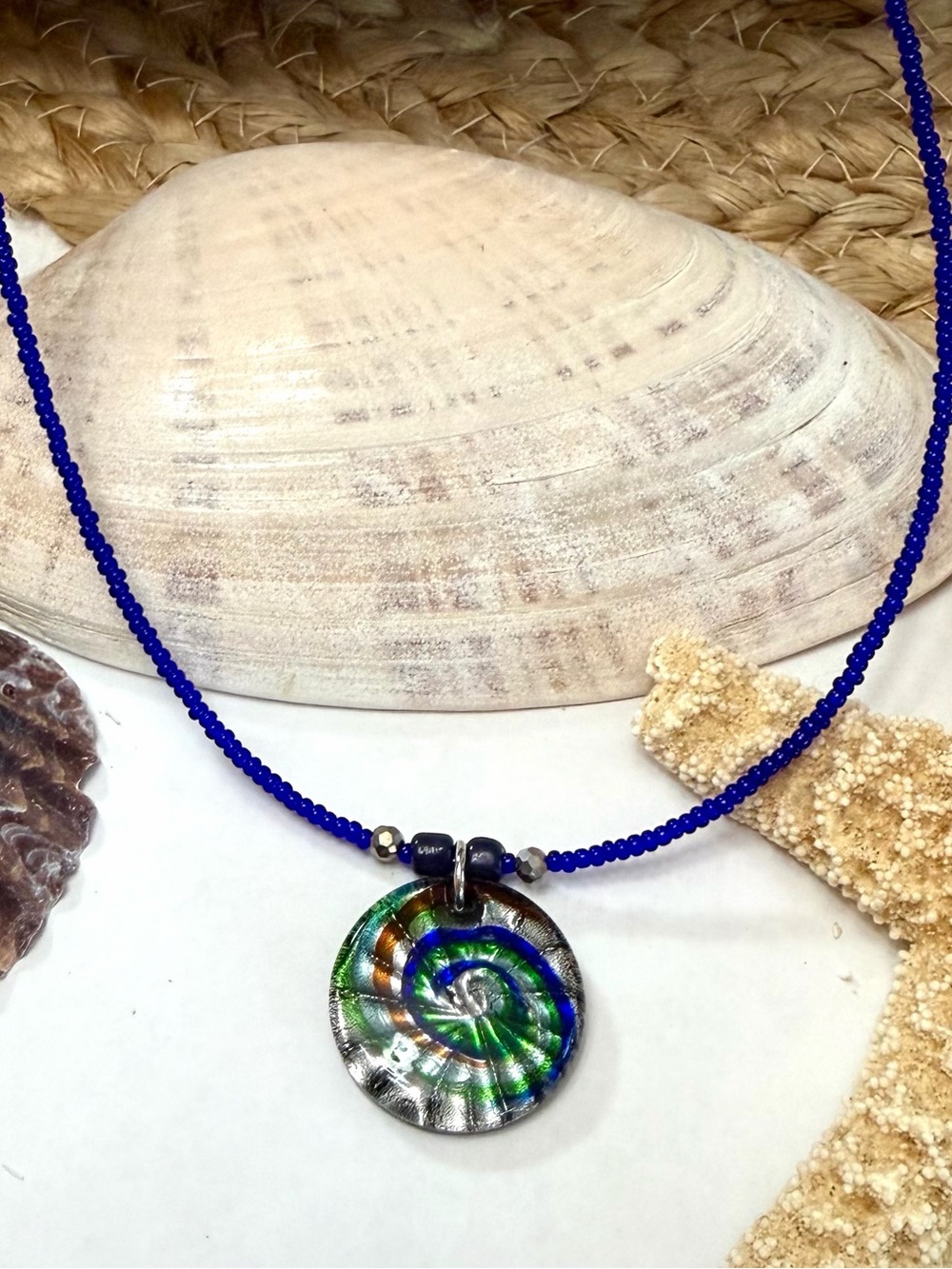 Colorful Boho Dichroic Glass Beaded Necklace